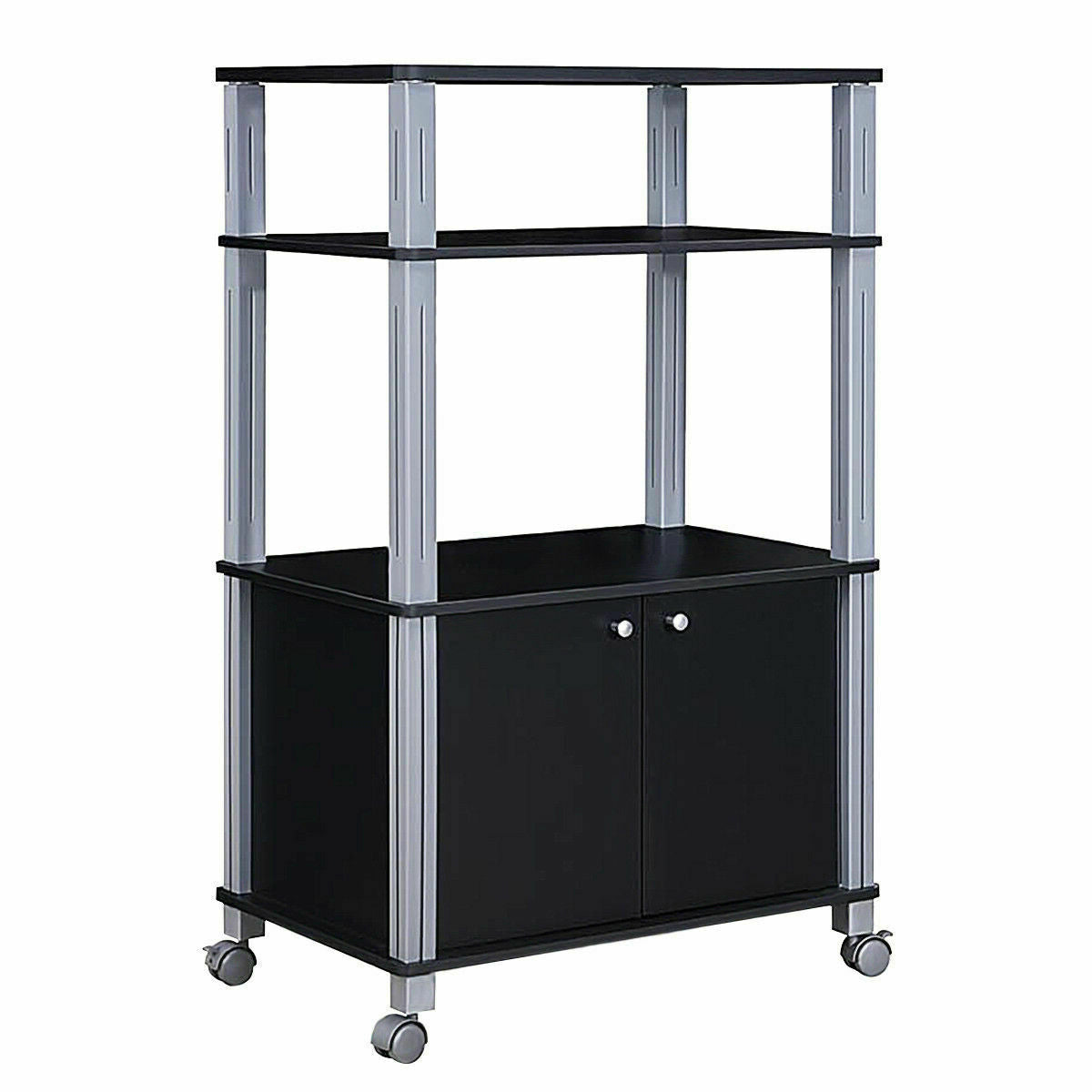 Microwave Rack Stand Rolling Storage Cart, Black Baker's Racks Black at Gallery Canada