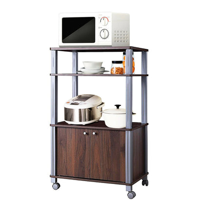 Microwave Rack Stand Rolling Storage Cart, Walnut