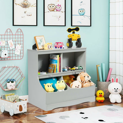 3-Tier Kids Bookcase Storage Organizer, Gray Kids Storage at Gallery Canada