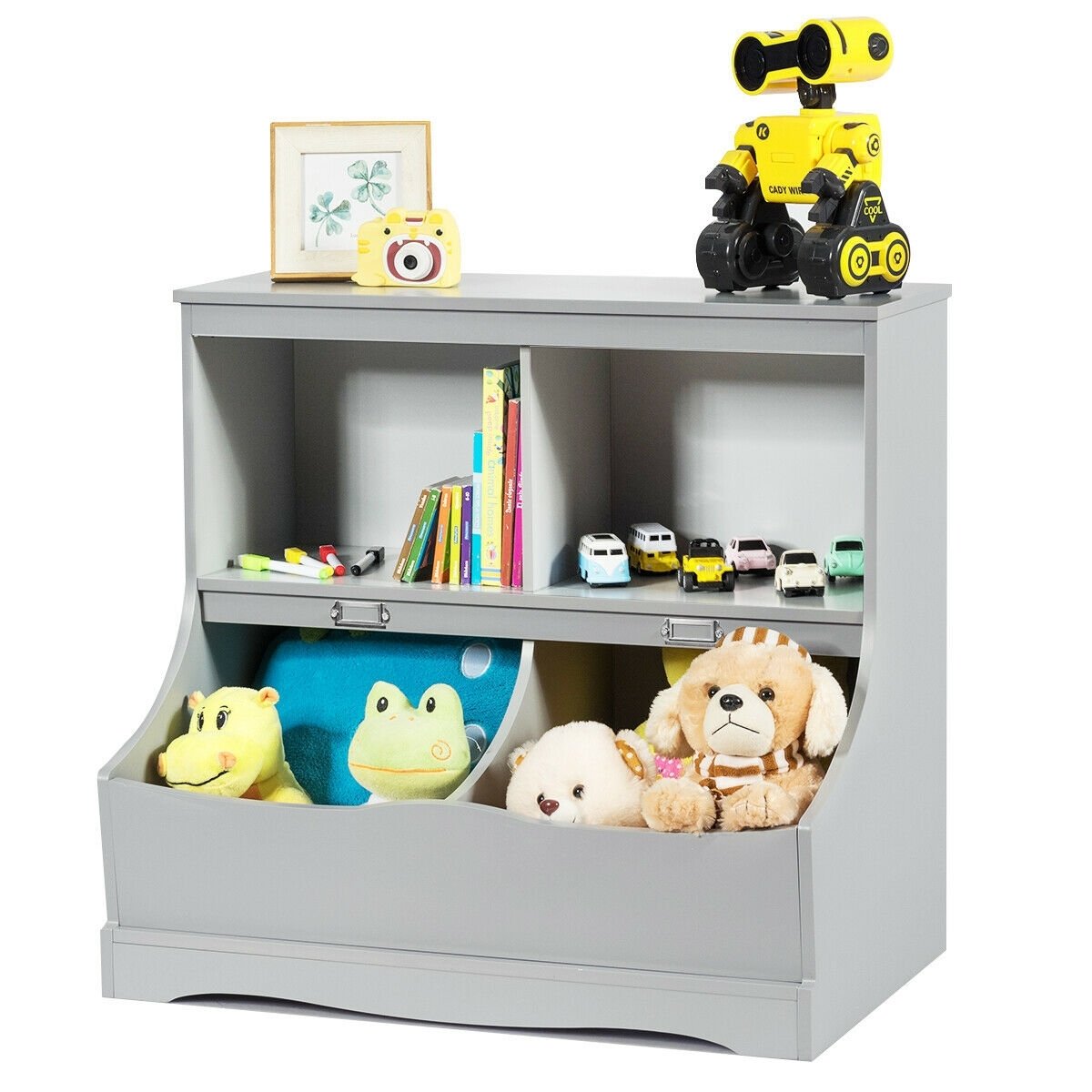 3-Tier Kids Bookcase Storage Organizer, Gray at Gallery Canada