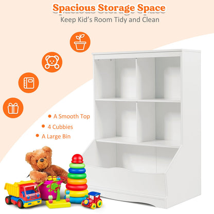 3-Tier Children's Multi-Functional Bookcase Toy Storage Bin Floor Cabinet, White - Gallery Canada