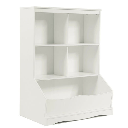 3-Tier Children's Multi-Functional Bookcase Toy Storage Bin Floor Cabinet, White
