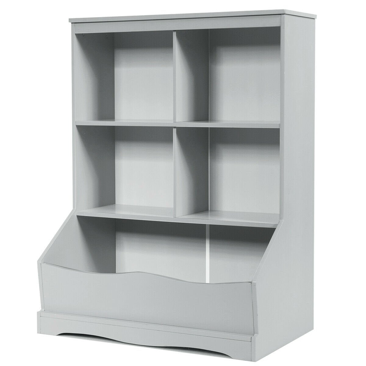 3-Tier Children's Multi-Functional Bookcase Toy Storage Bin Floor Cabinet, Gray - Gallery Canada