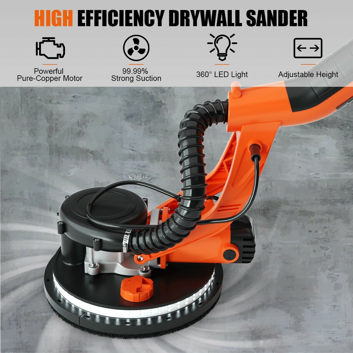 Electric Foldable Drywall Sander 750W Variable Speed, Orange at Gallery Canada