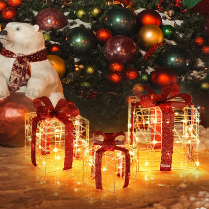 Christmas Lighted Gift Box Decorations, 60 LED Lights, Indoor Outdoor, Red Christmas Decor & Accessories at Gallery Canada