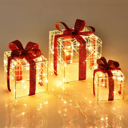 Christmas Lighted Gift Box Decorations, 60 LED Lights, Indoor Outdoor, Red Christmas Decor & Accessories at Gallery Canada
