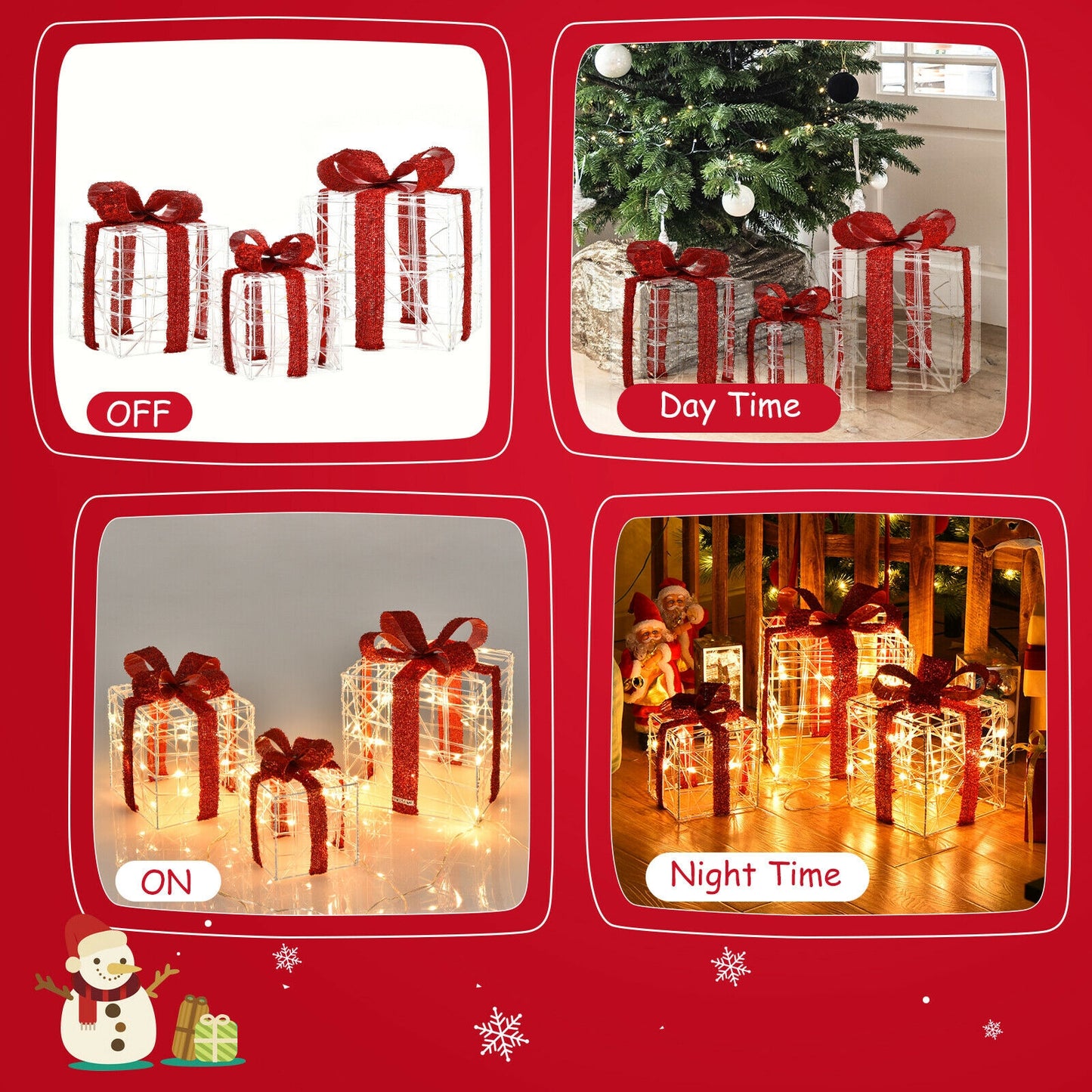 Christmas Lighted Gift Box Decorations, 60 LED Lights, Indoor Outdoor, Red Christmas Decor & Accessories at Gallery Canada