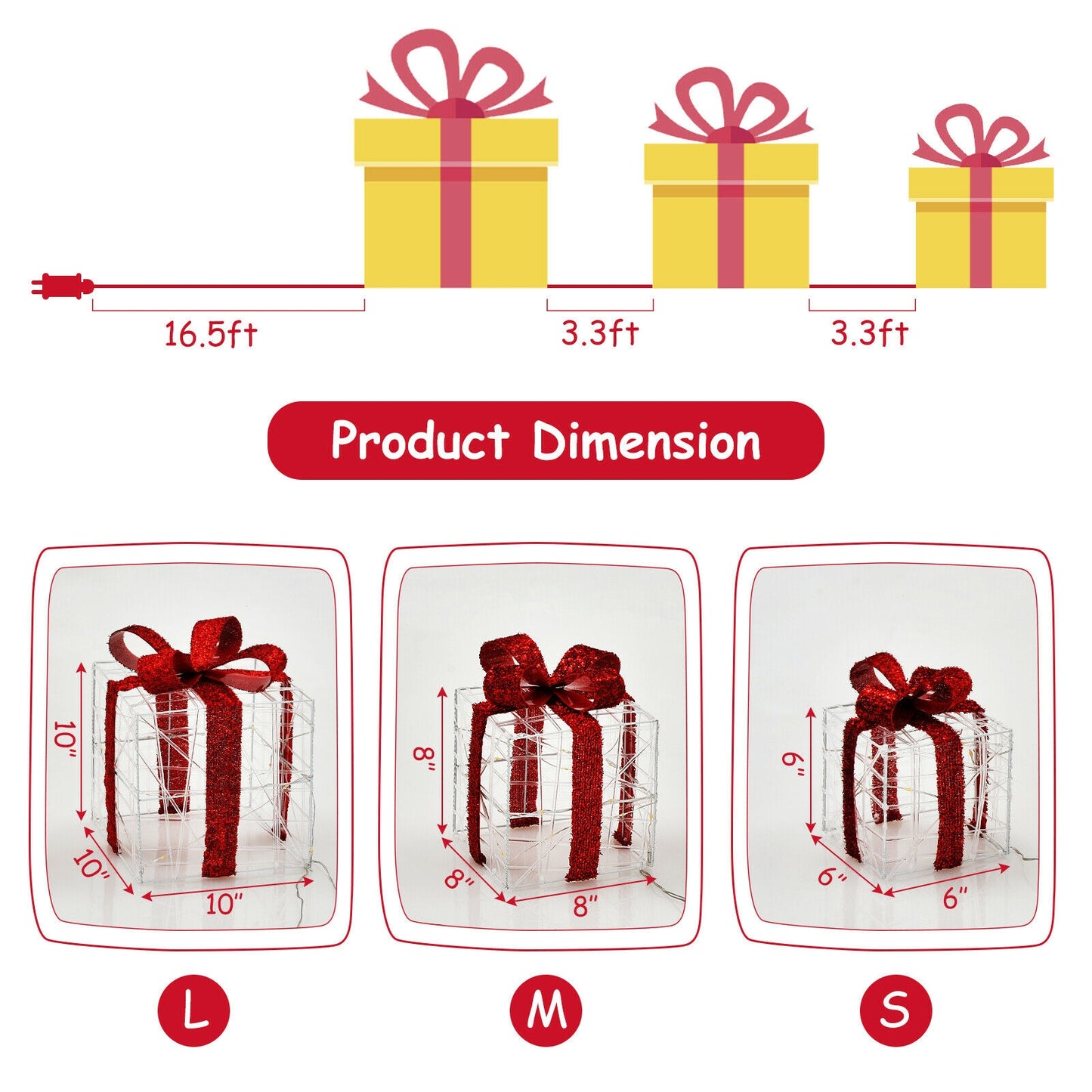 Christmas Lighted Gift Box Decorations, 60 LED Lights, Indoor Outdoor, Red Christmas Decor & Accessories at Gallery Canada
