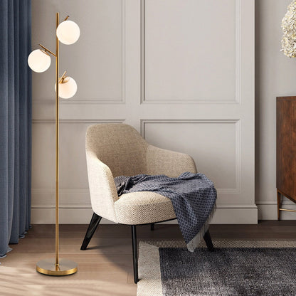 3-Globe Floor Lamp with Foot Switch and Bulb Bases, Golden at Gallery Canada