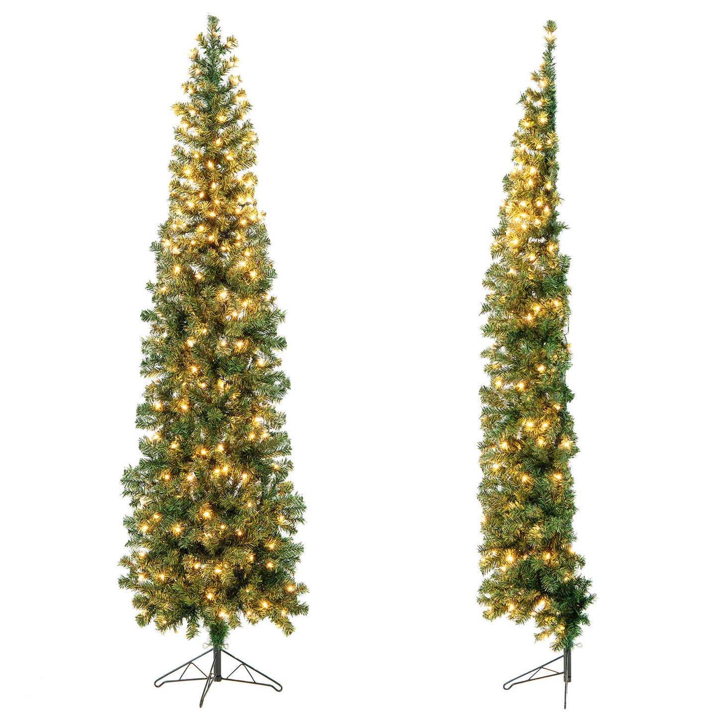 7 Feet Prelit Half-Shape Christmas Tree, 150 Lights, Green Christmas Tree Green at Gallery Canada