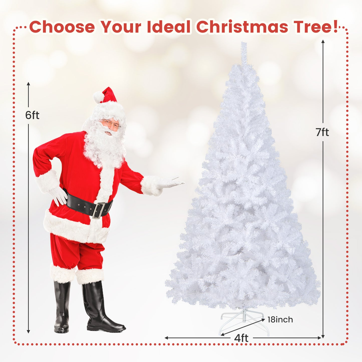 7 ft White Christmas Tree with Solid Metal Stand-7 ft, White Christmas Tree at Gallery Canada