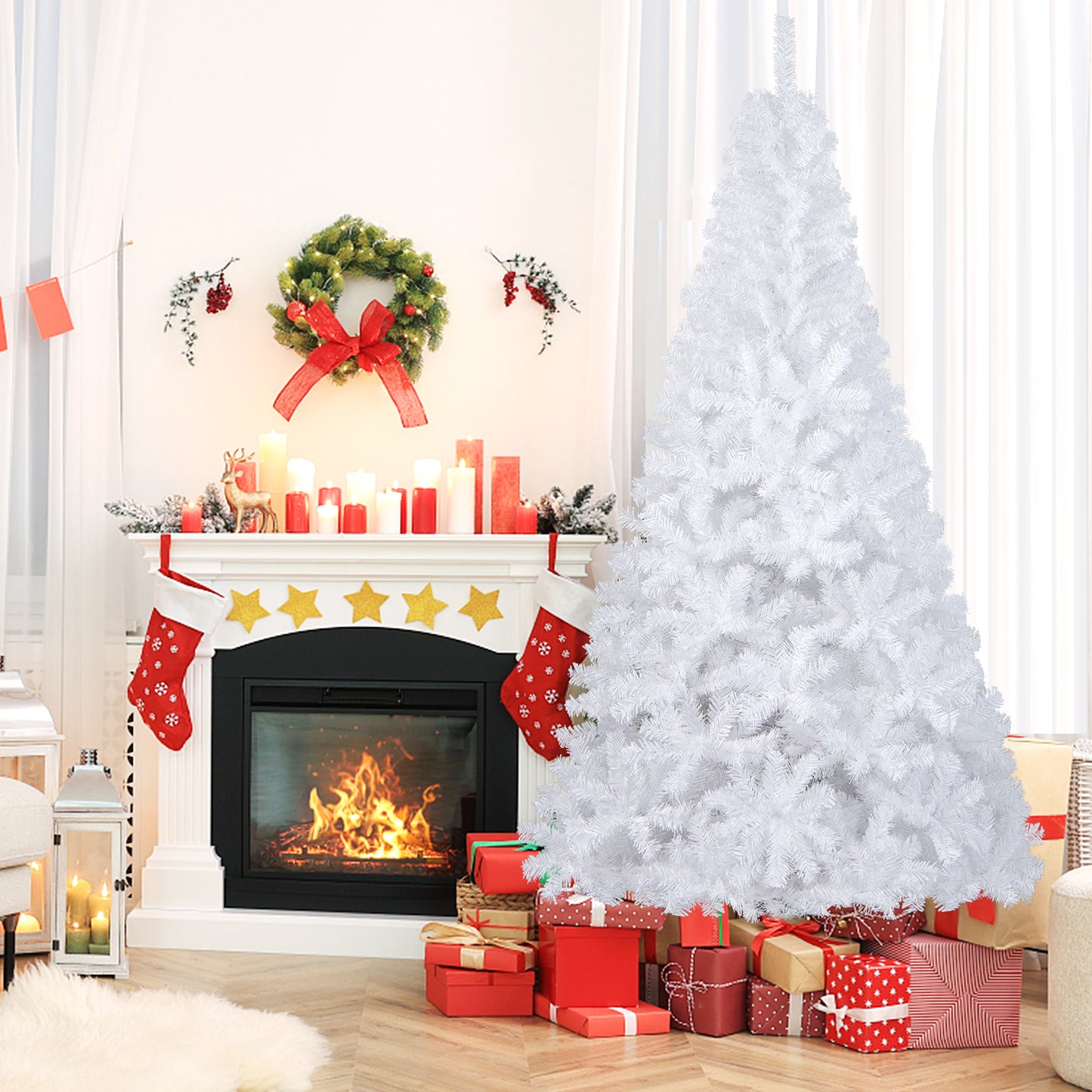 7 ft White Christmas Tree with Solid Metal Stand-7 ft, White Christmas Tree at Gallery Canada
