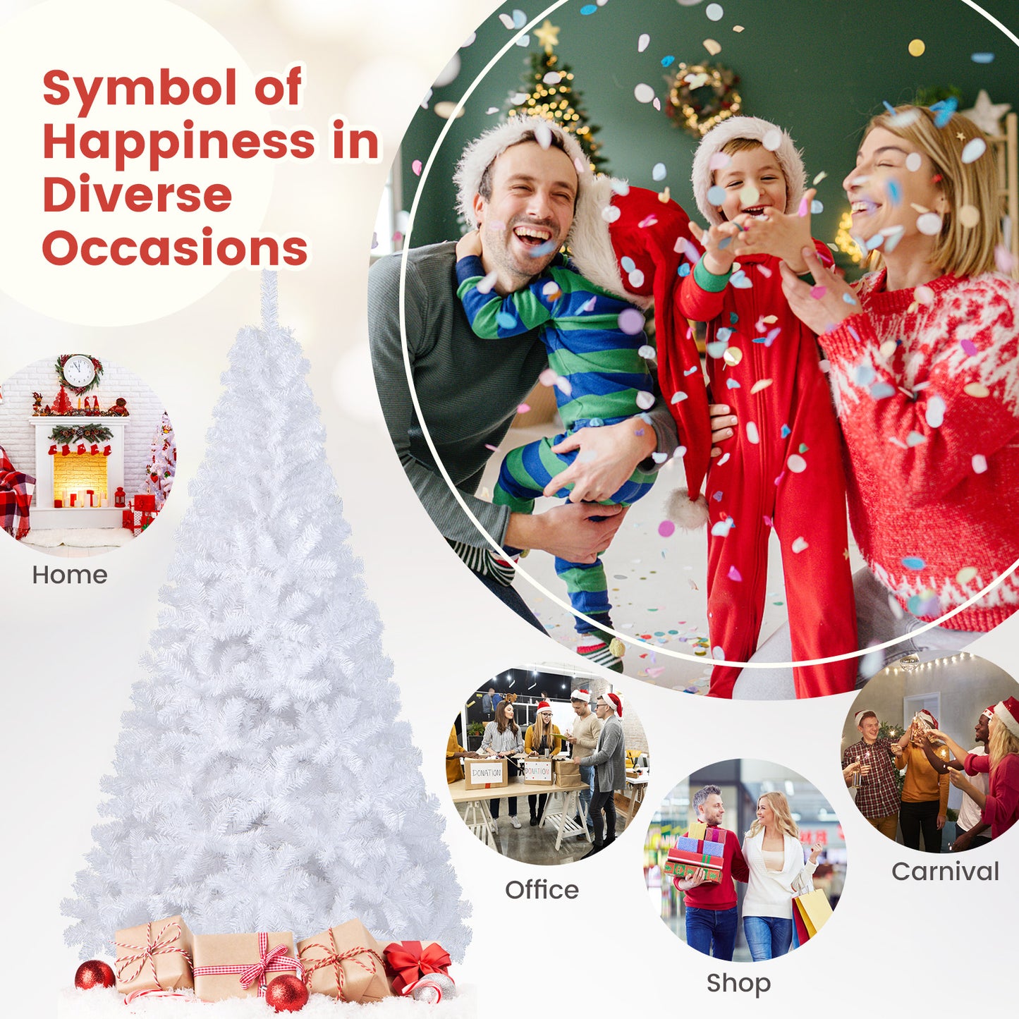 7 ft White Christmas Tree with Solid Metal Stand-7 ft, White Christmas Tree at Gallery Canada