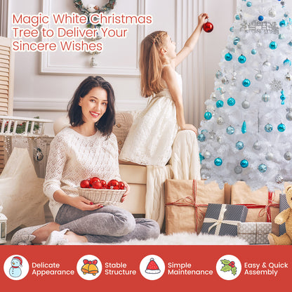 7 ft White Christmas Tree with Solid Metal Stand-7 ft, White Christmas Tree at Gallery Canada