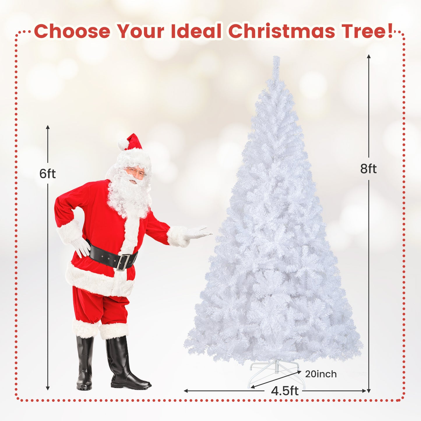 8 ft White Christmas Tree with Solid Metal Stand-8 ft, White Christmas Tree at Gallery Canada