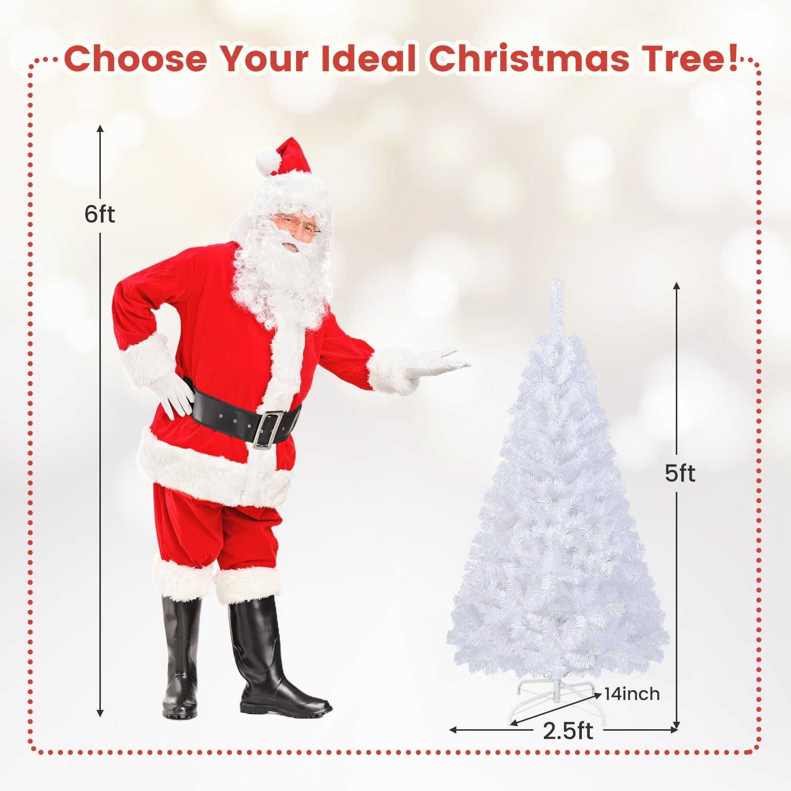 5 ft White Artificial PVC Christmas Tree with Solid Metal Stand-5 ft, White Christmas Tree at Gallery Canada