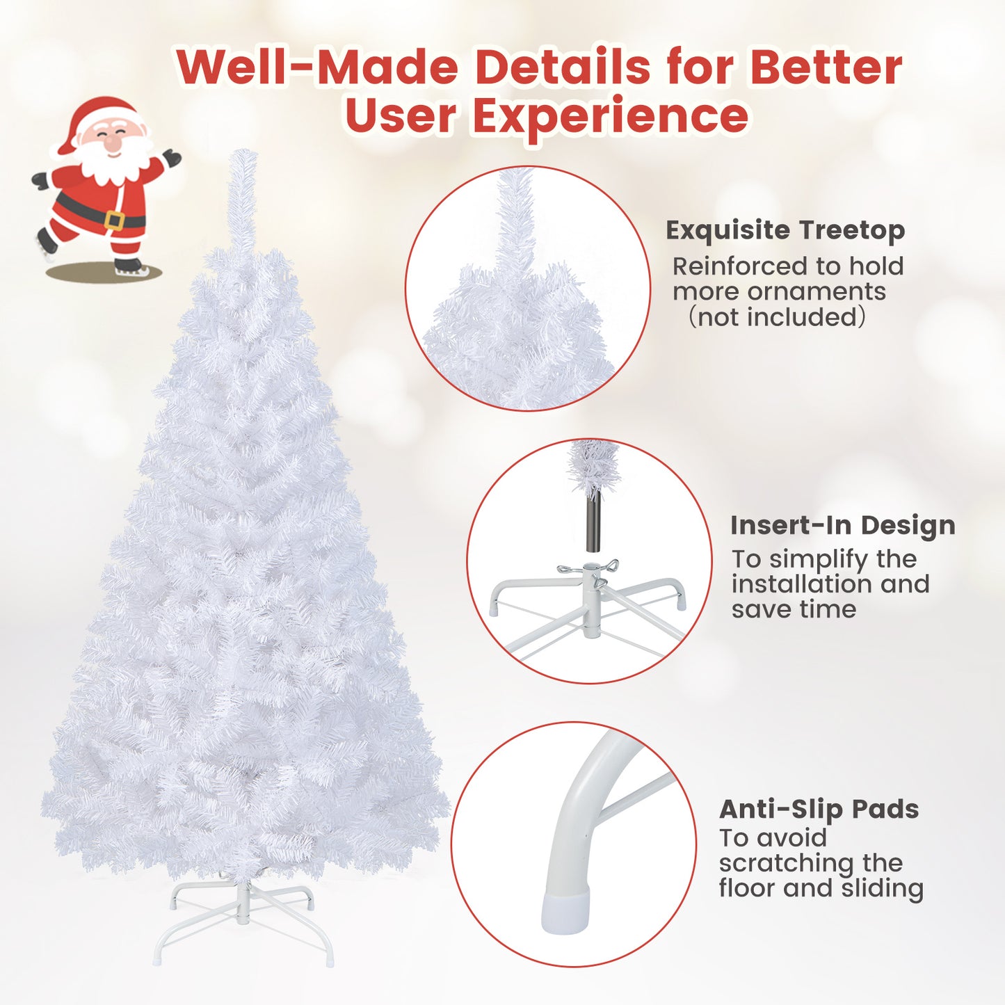 5 ft White Artificial PVC Christmas Tree with Solid Metal Stand-5 ft, White Christmas Tree at Gallery Canada