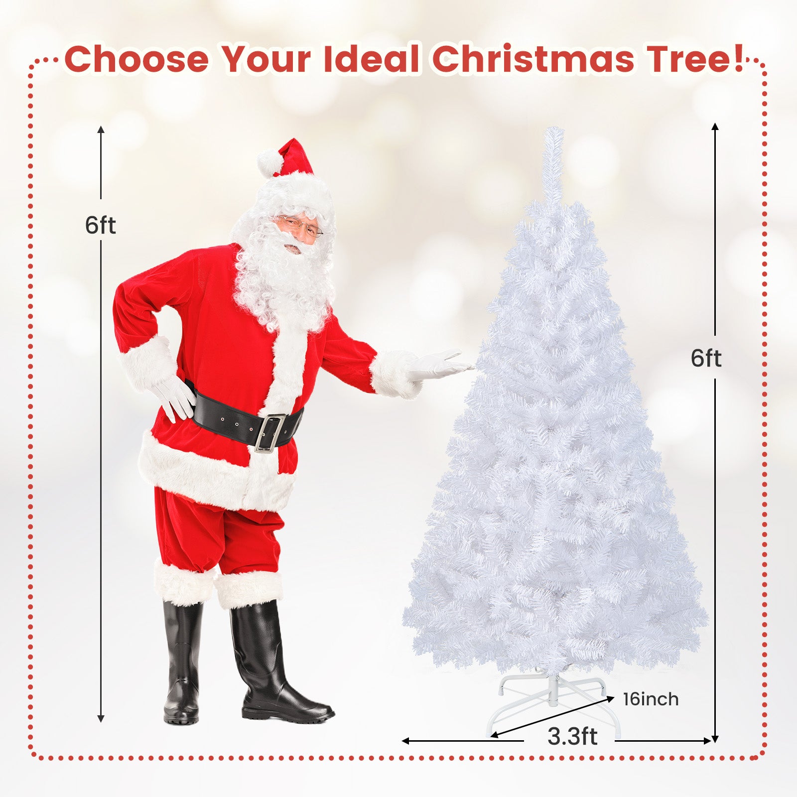 6 ft White Christmas Tree with Solid Metal Stand-6 ft, White Christmas Tree at Gallery Canada