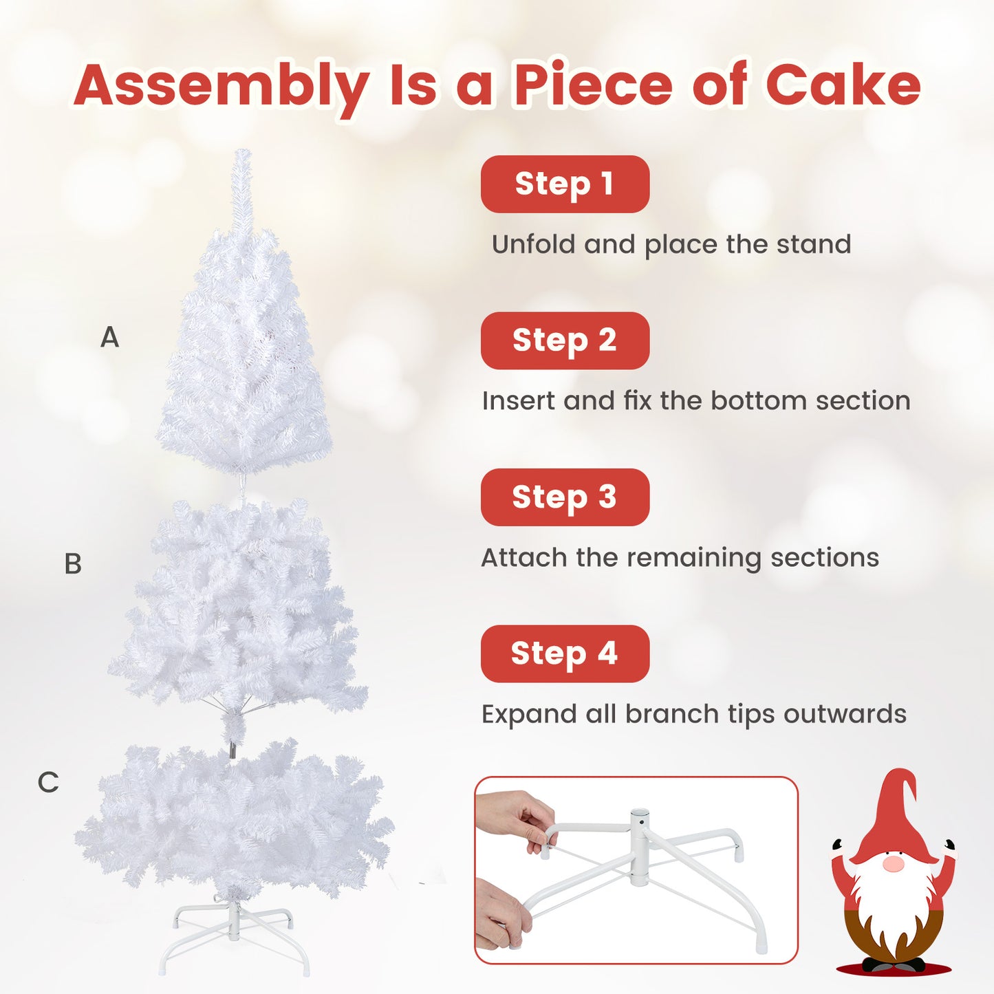 6 ft White Christmas Tree with Solid Metal Stand-6 ft, White Christmas Tree at Gallery Canada
