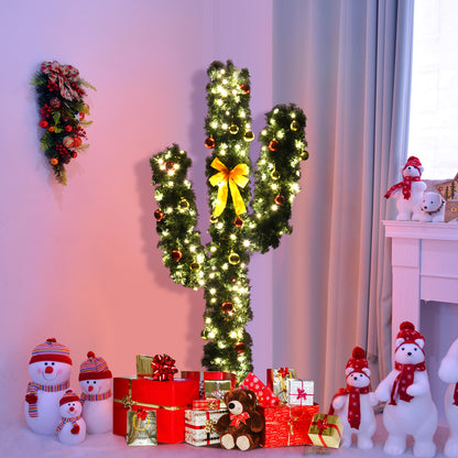 5 Ft Artificial Cactus Christmas Tree, LED Lights, Ball Ornaments, Green Christmas Tree at Gallery Canada