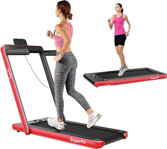2.25HP 2 In 1 Folding Treadmill, Red Treadmills Red at Gallery Canada