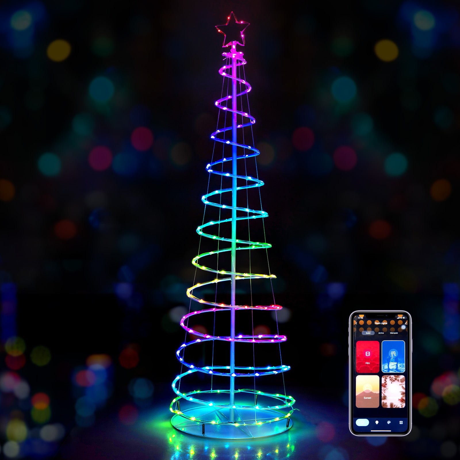 6 Feet Light Up Spiral Christmas Tree, With Tree Top Star, White Christmas Tree at Gallery Canada
