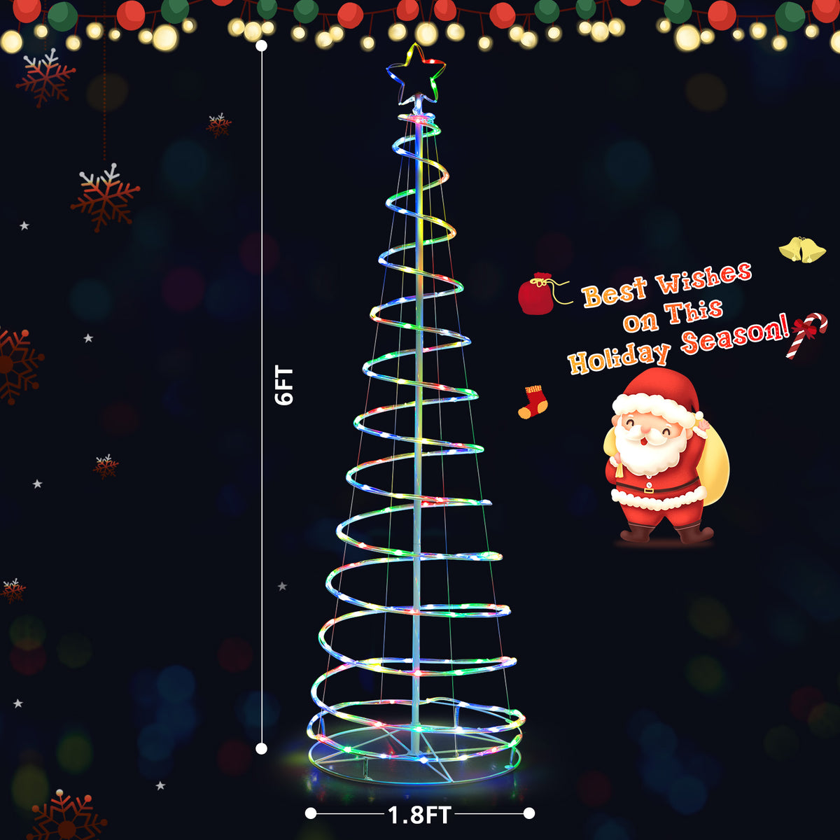 6 Feet Light Up Spiral Christmas Tree, With Tree Top Star, White Christmas Tree at Gallery Canada