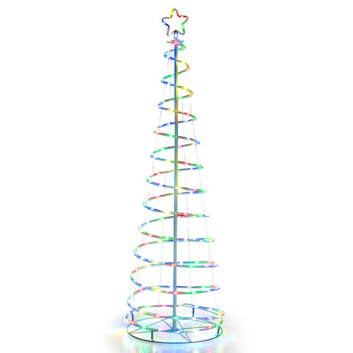 6 Feet Light Up Spiral Christmas Tree, With Tree Top Star, White