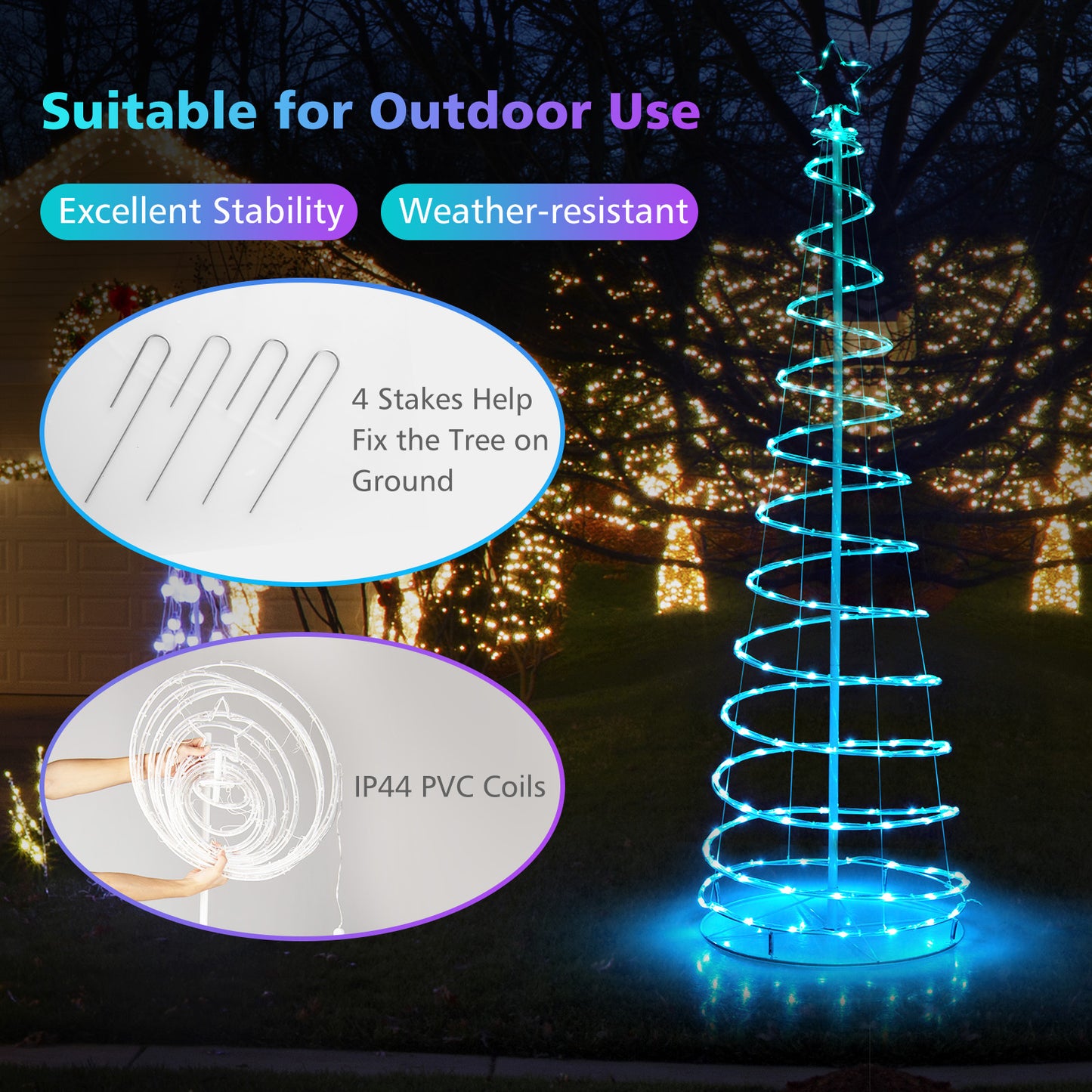 6 Feet Light Up Spiral Christmas Tree, With Tree Top Star, White Christmas Tree at Gallery Canada