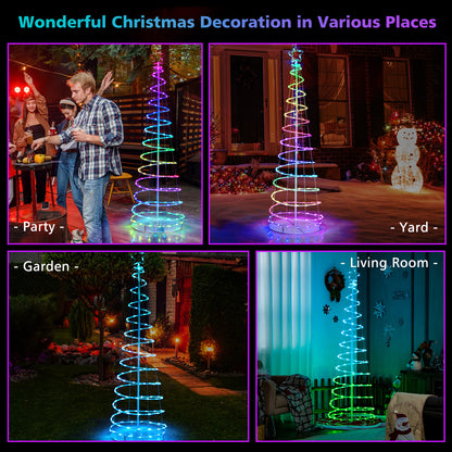 6 Feet Light Up Spiral Christmas Tree, With Tree Top Star, White Christmas Tree at Gallery Canada