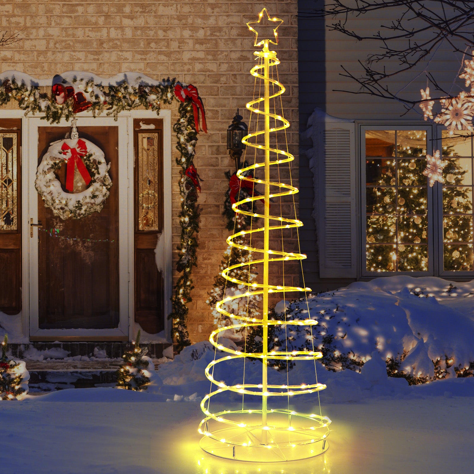 6 Feet Light Up Spiral Christmas Tree, With Tree Top Star, White Christmas Tree at Gallery Canada