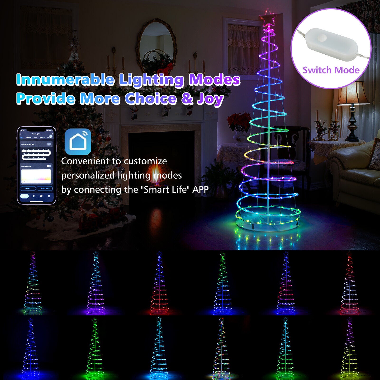 6 Feet Light Up Spiral Christmas Tree, With Tree Top Star, White Christmas Tree at Gallery Canada