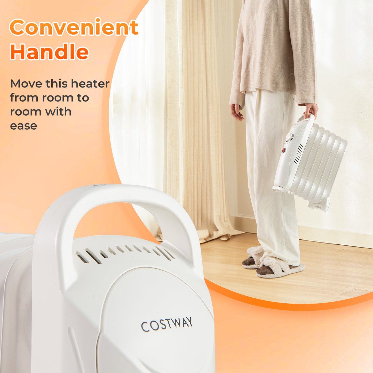 700W Electric Oil Filled Radiator Heater with Adjustable Thermostat, White Space Heaters at Gallery Canada