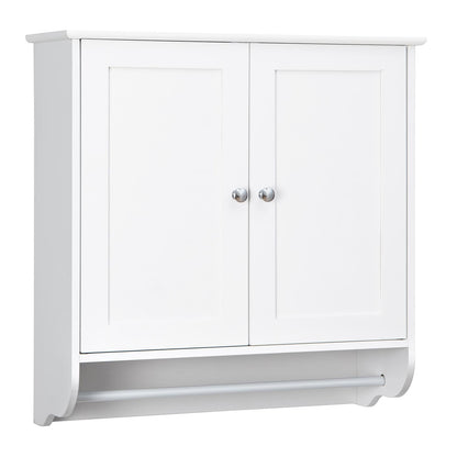 Wall Mounted Bathroom Storage Medicine Cabinet with Towel Bar, White - Gallery Canada
