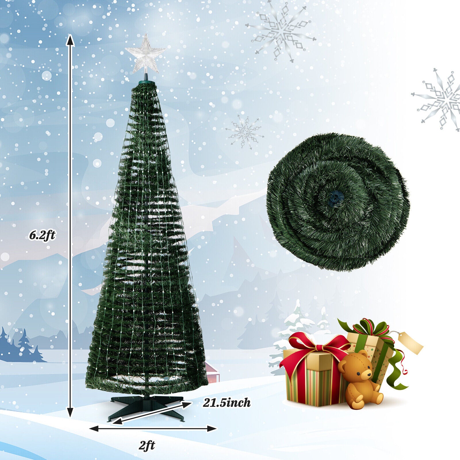 6.2 Feet Pop-up Lighted Christmas Tree with 282 RGB LED Lights, Green Christmas Tree at Gallery Canada