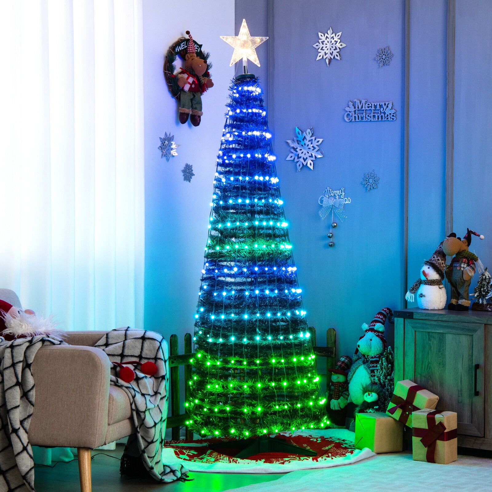 6.2 Feet Pop-up Lighted Christmas Tree with 282 RGB LED Lights, Green Christmas Tree at Gallery Canada