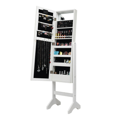 Mirrored Jewelry Cabinet Armoire Organizer w/ LED lights, White Jewelry Armoires at Gallery Canada