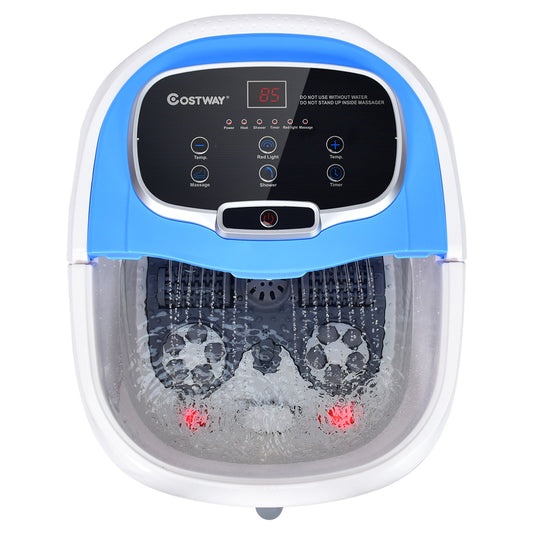 Portable All-In-One Heated Foot Bubble Spa Bath Motorized Massager, Blue - Gallery Canada