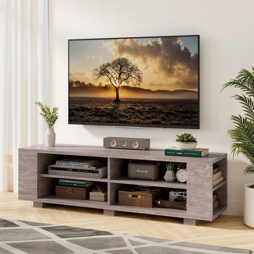 TV Stand Modern Wood Storage Console Entertainment Center, Gray