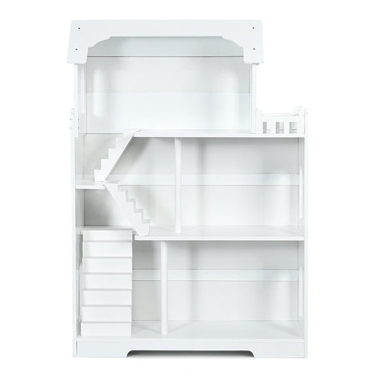 Kids Wooden Dollhouse Bookshelf with Anti-Tip Design and Storage Space, White at Gallery Canada