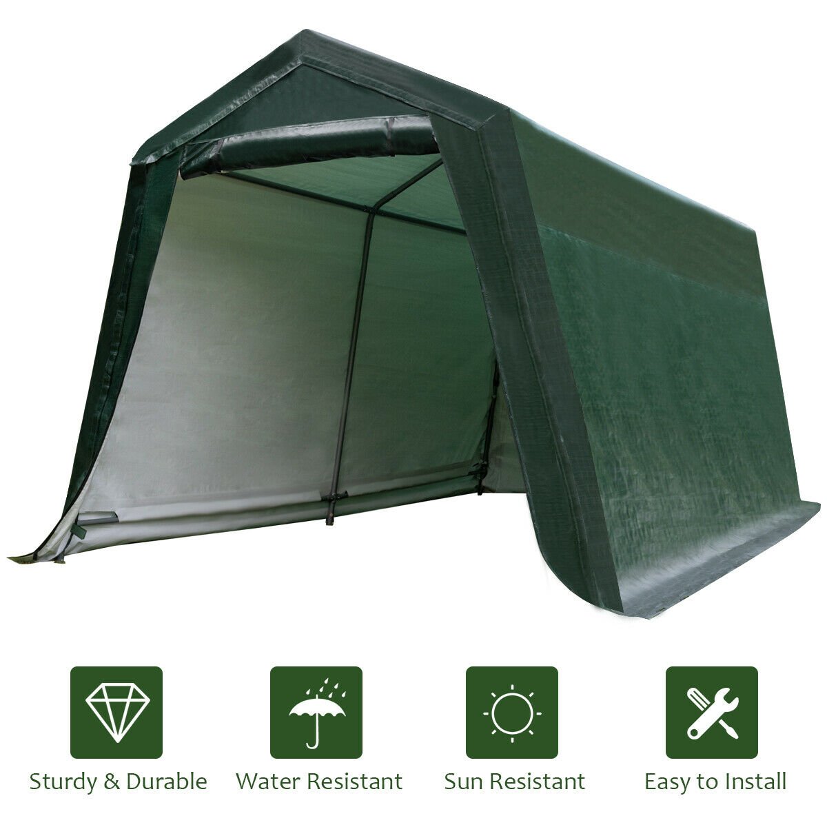 Outdoor Carport Shed with Sidewalls and Waterproof Ripstop Cover-10 x 10 ft at Gallery Canada