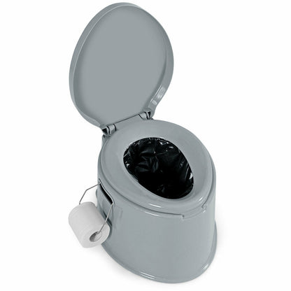 5L Portable Travel Toilet with Paper Holder for Outdoor, Gray Portable Toilets & Showers at Gallery Canada