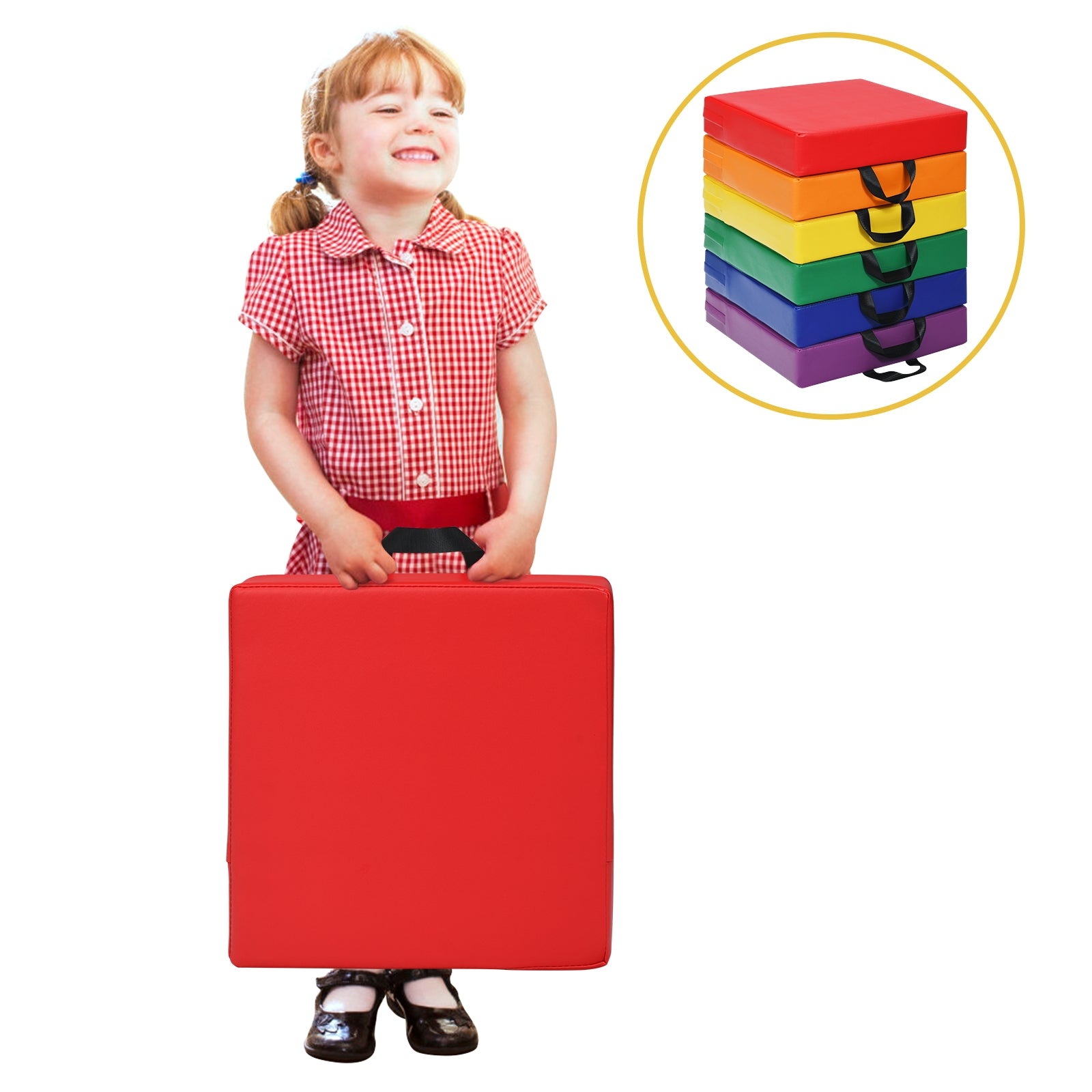 15 Inche Square Toddler Floor Cushions, 6 Piece, Multicolor Kids Chairs & Seating at Gallery Canada