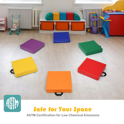 15 Inche Square Toddler Floor Cushions, 6 Piece, Multicolor Kids Chairs & Seating at Gallery Canada