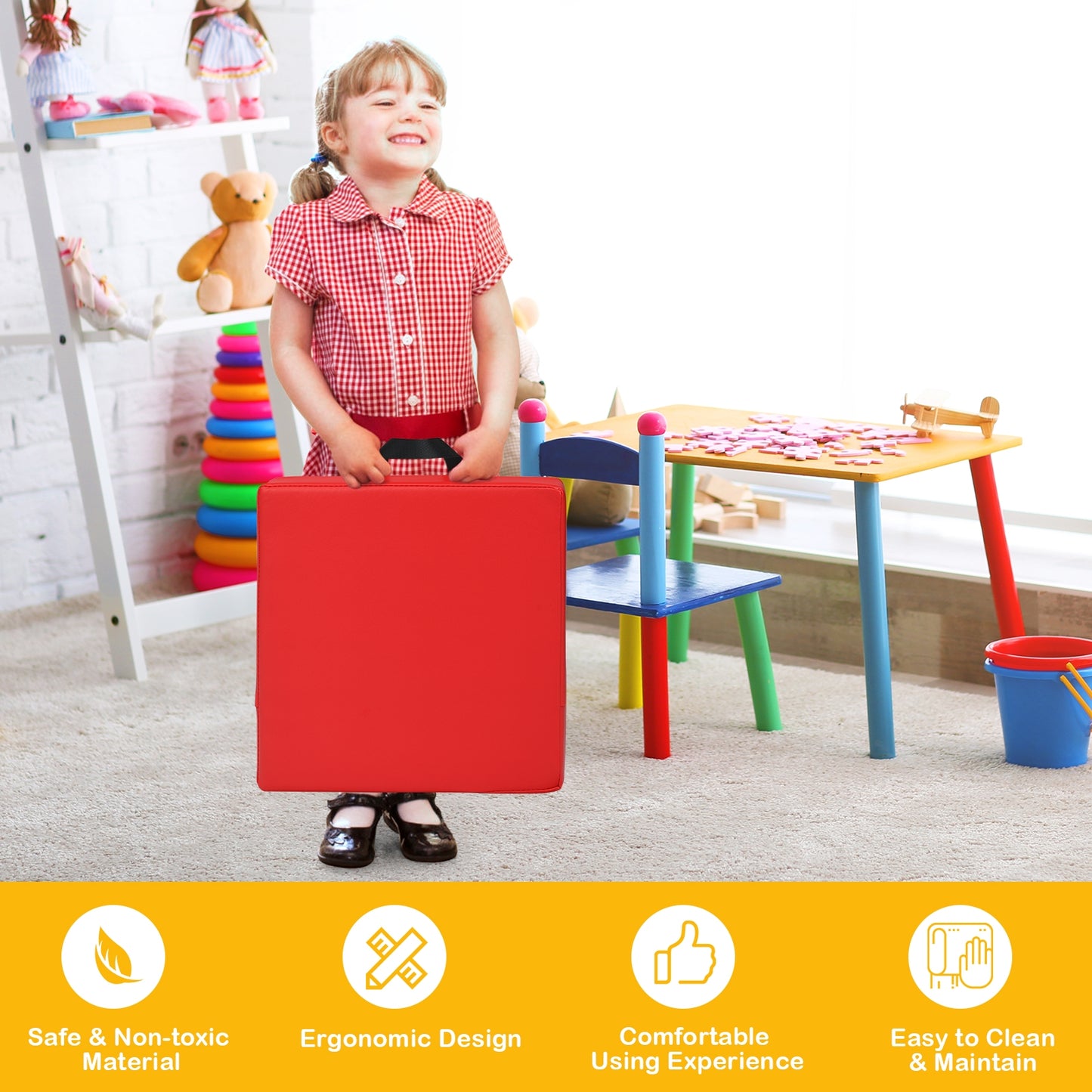 15 Inche Square Toddler Floor Cushions, 6 Piece, Multicolor Kids Chairs & Seating at Gallery Canada