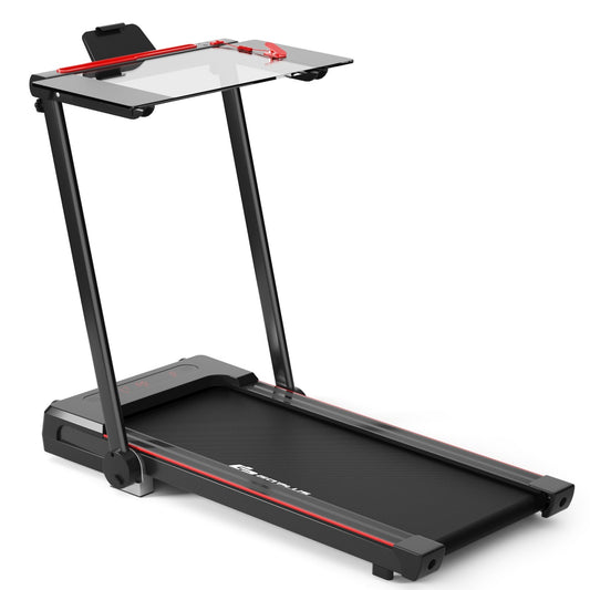 3-in-1 Folding Treadmill with Large Desk and LCD Display, Black - Gallery Canada