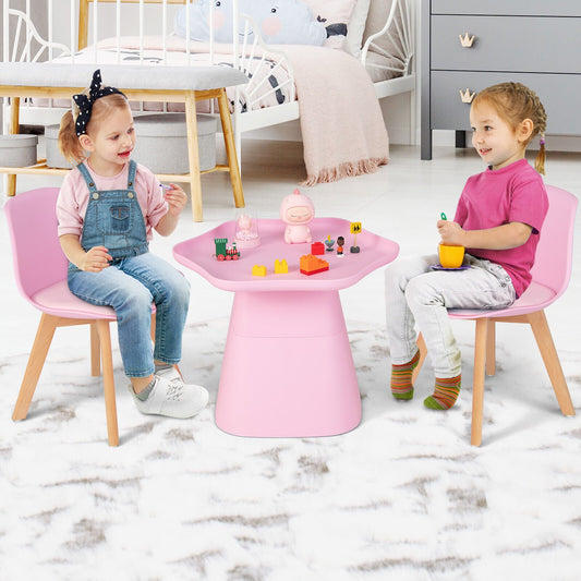 Wooden Kids Activity Table and Chairs Set with Padded Seat, Pink - Gallery Canada