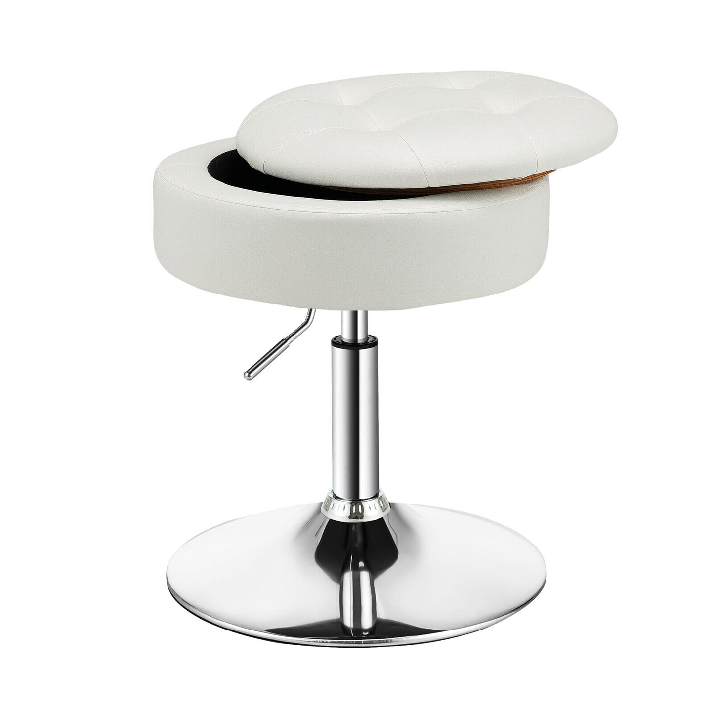 Adjustable 360° Swivel Vanity Stool With Removable Tray, White