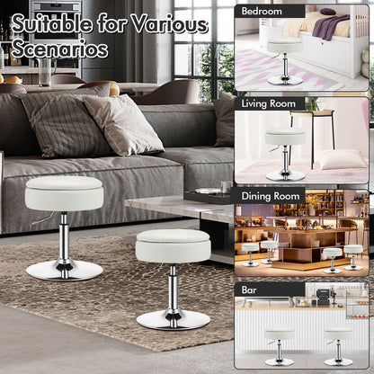 Adjustable 360° Swivel Storage Vanity Stool with Removable Tray, White - Gallery Canada