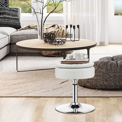 Adjustable 360° Swivel Vanity Stool With Removable Tray, White